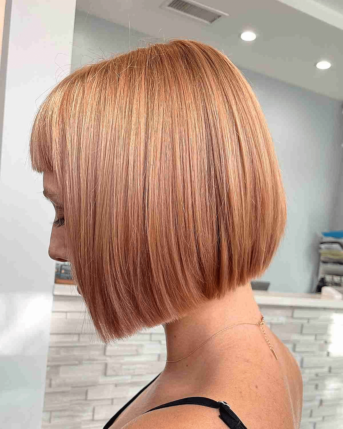 Micro Fringe on Short Strawberry Blonde Hair