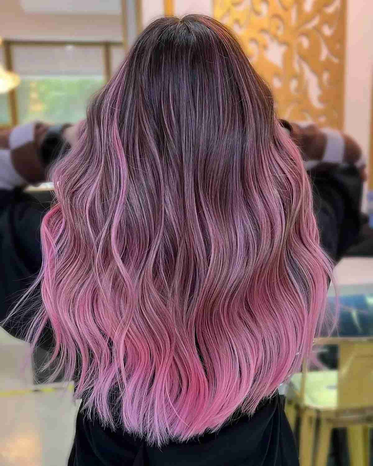 Pink Balayage Ombre Hair with Face-Framing