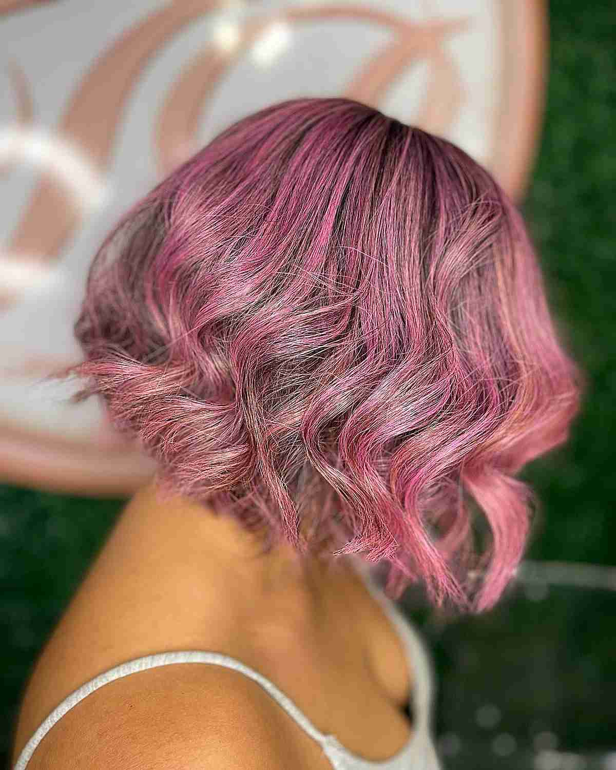 Rich Pink Highlights on Short-Lengthed Hair