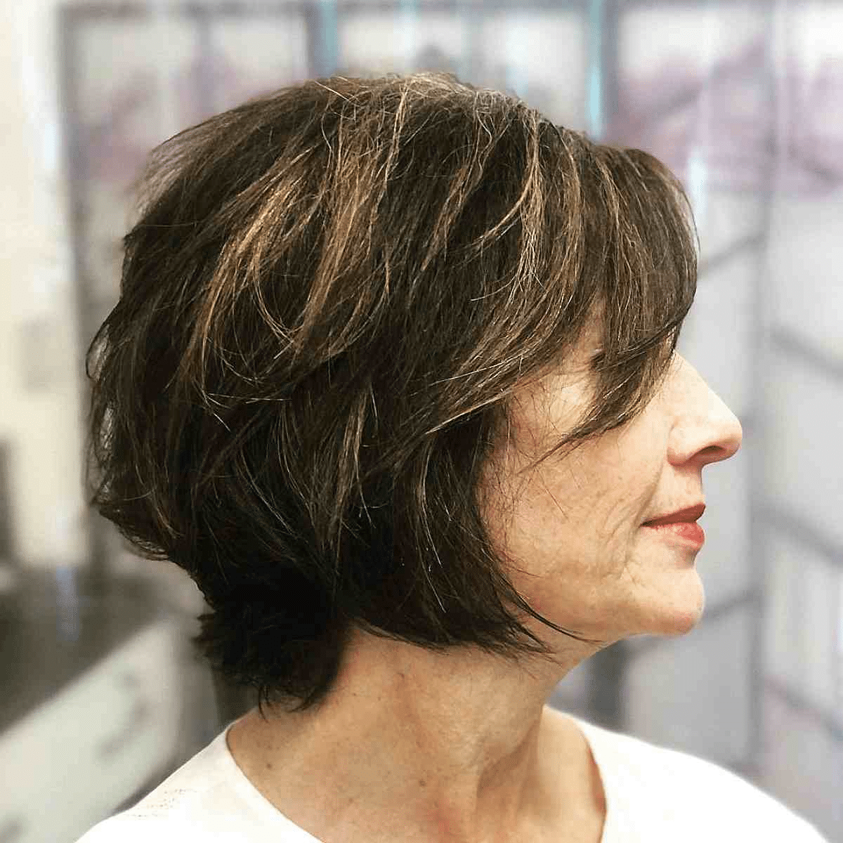 Straight Hair on Highlighted Shaggy Layers with a Shorter-Length