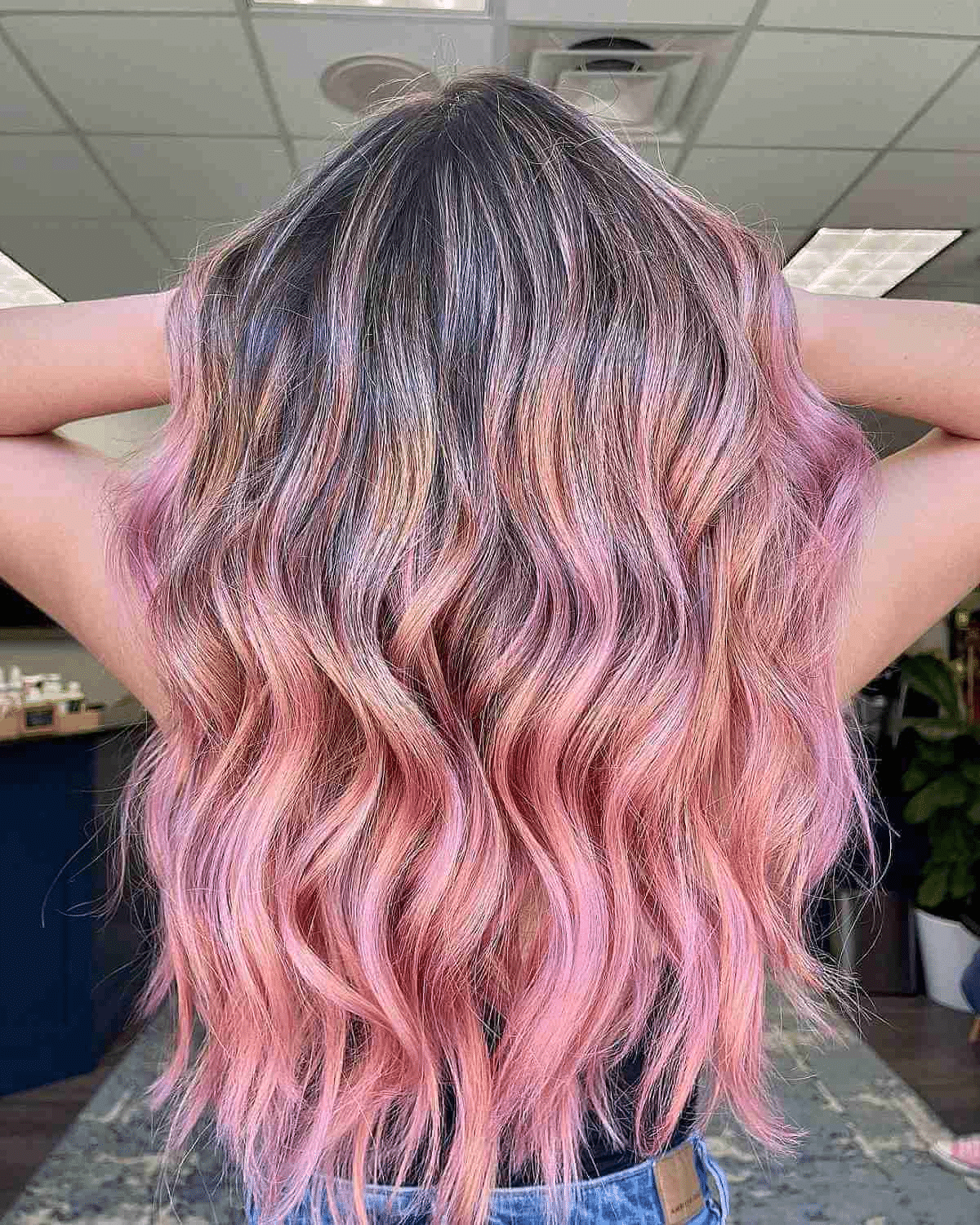 Strawberry Pink Balayage on Darker Shade