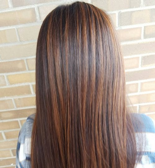 Sun-Kissed Chocolate Brown with Auburn Highlights