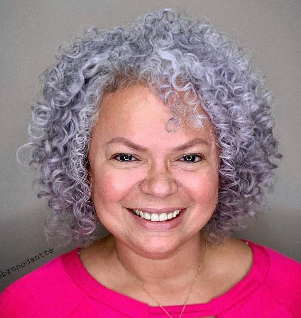 Ash Gray Bob with Curly Textured Hair