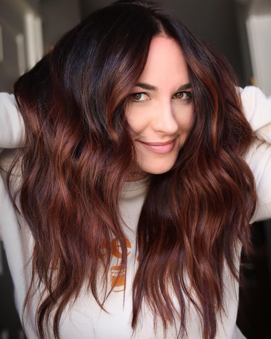 Copper Balayage with Auburn Dark Brown Locks