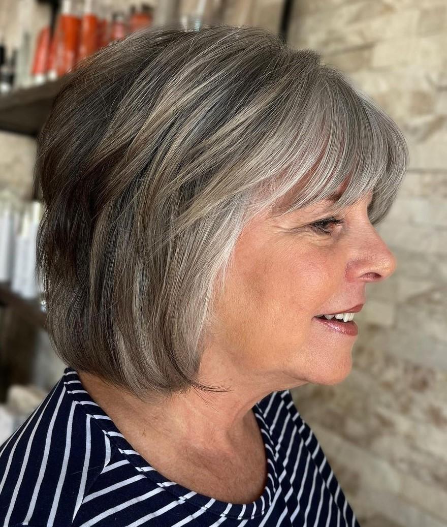 Layered Bob with Bangs on Dove Gray