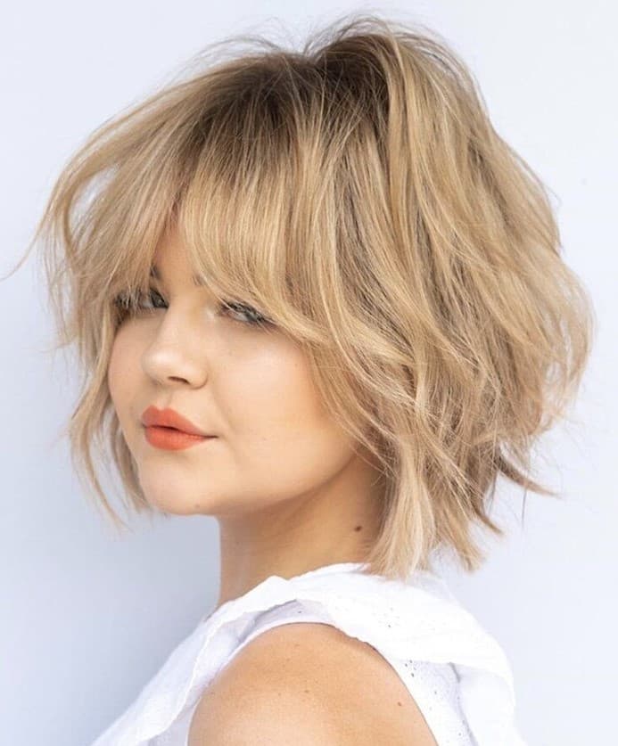 Layered Bob with Curtain Bangs
