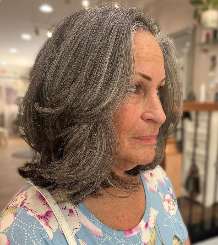Layered Salt-and-Pepper Bob