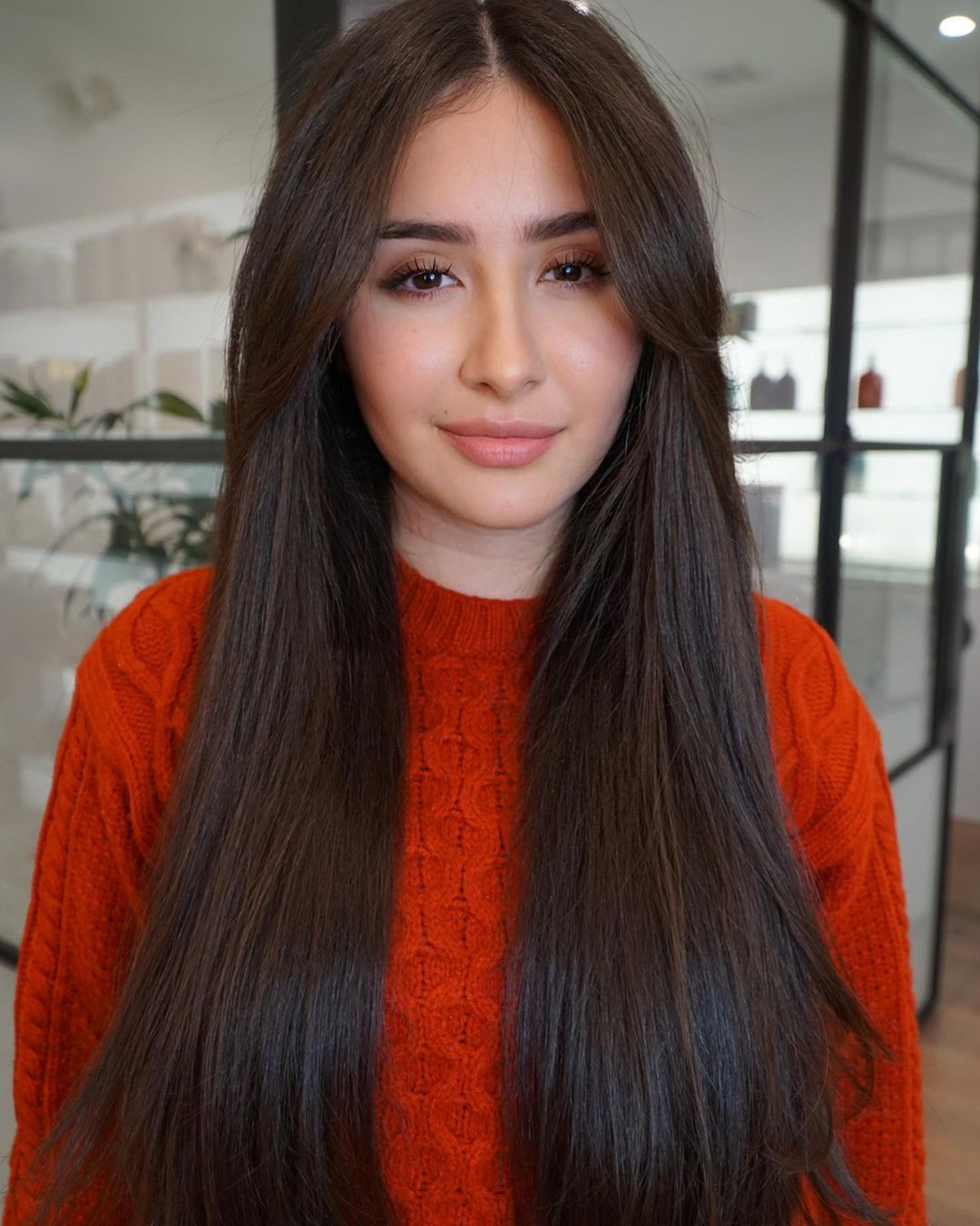 Long Hair with Middle-Parted Bangs
