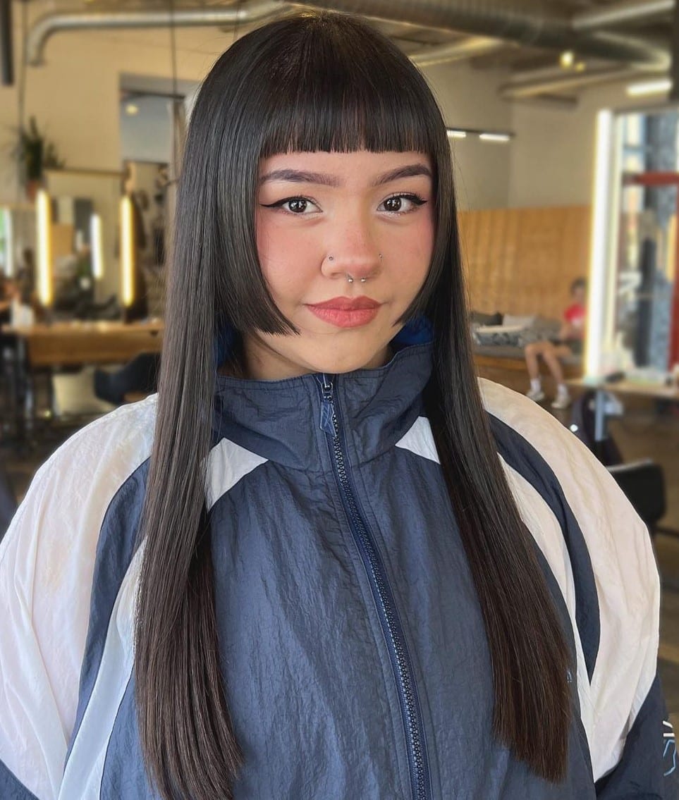 Long Jellyfish Cut with Short Blunt Fringe