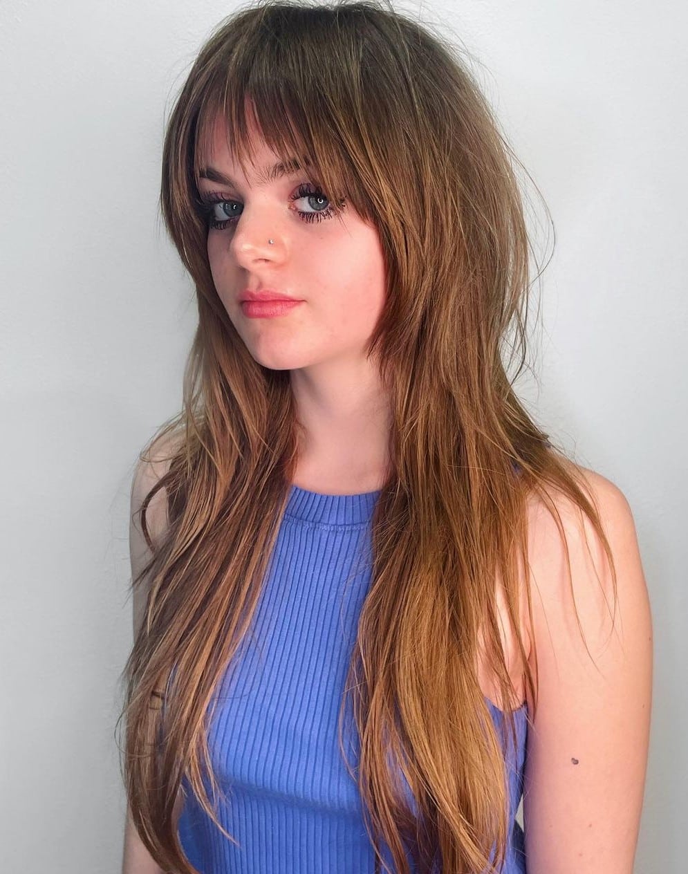 Long Shaggy Layers and Wispy Bangs