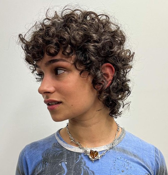 Neck-Length Shag for Curly Hair
