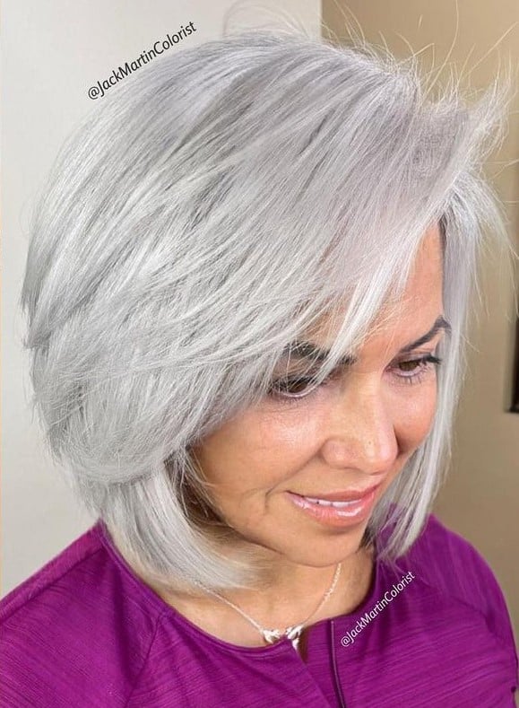 Rock Silver Gray Hair Bob Cuts