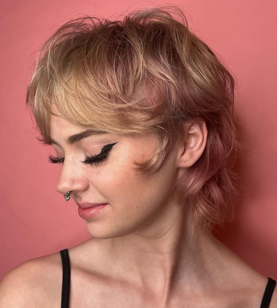 Rose Gold Bob Mullet