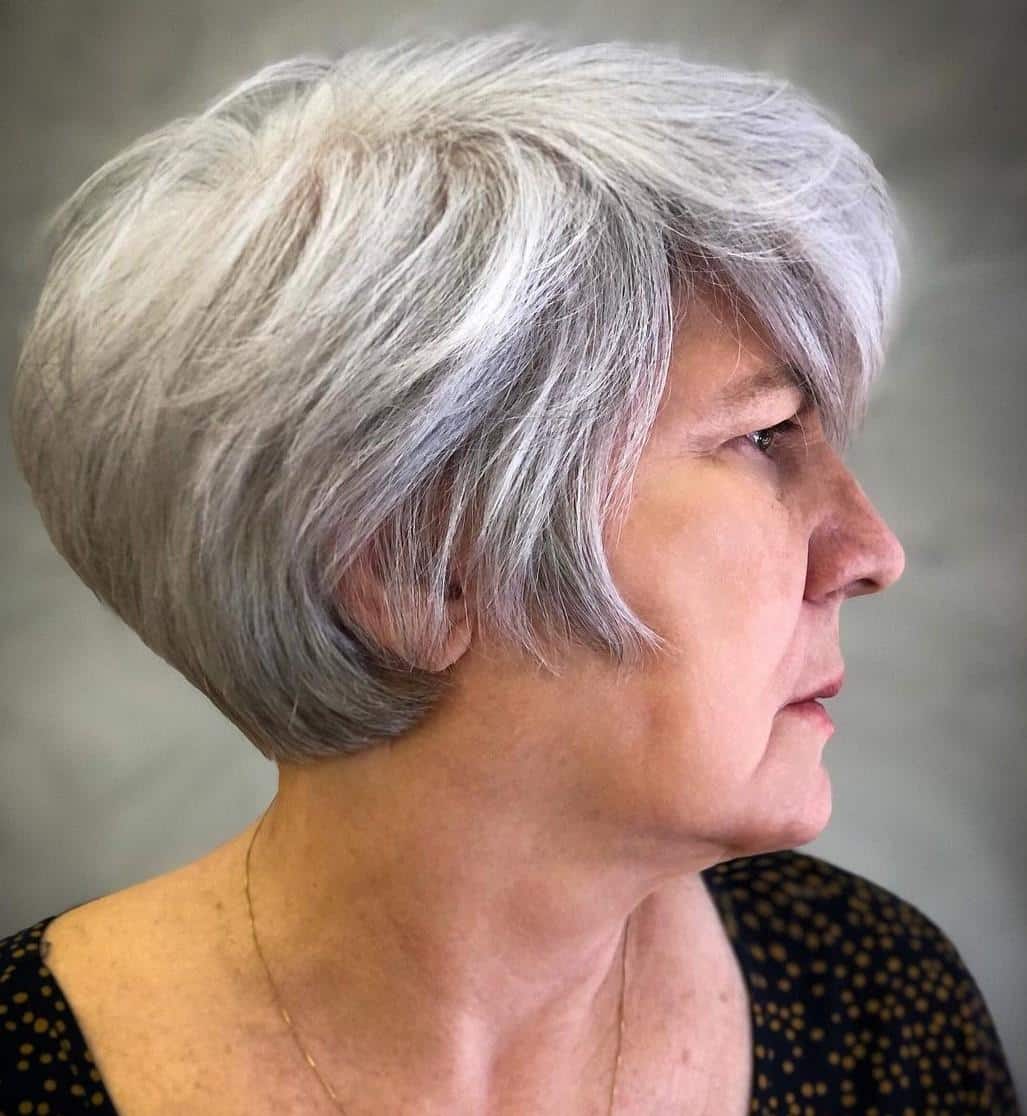 Rounded Bixie Cut in Silver Hues