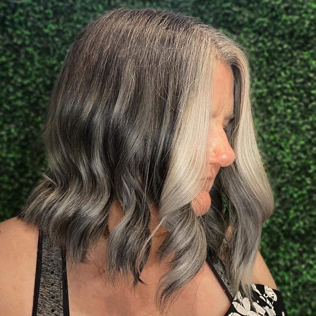 Shoulder-Length Bob Haircut with Money Piece Hair