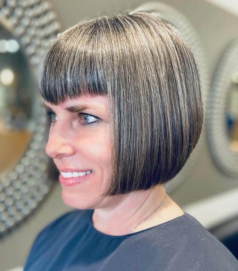Triangle Bangs on Short Gray Bob