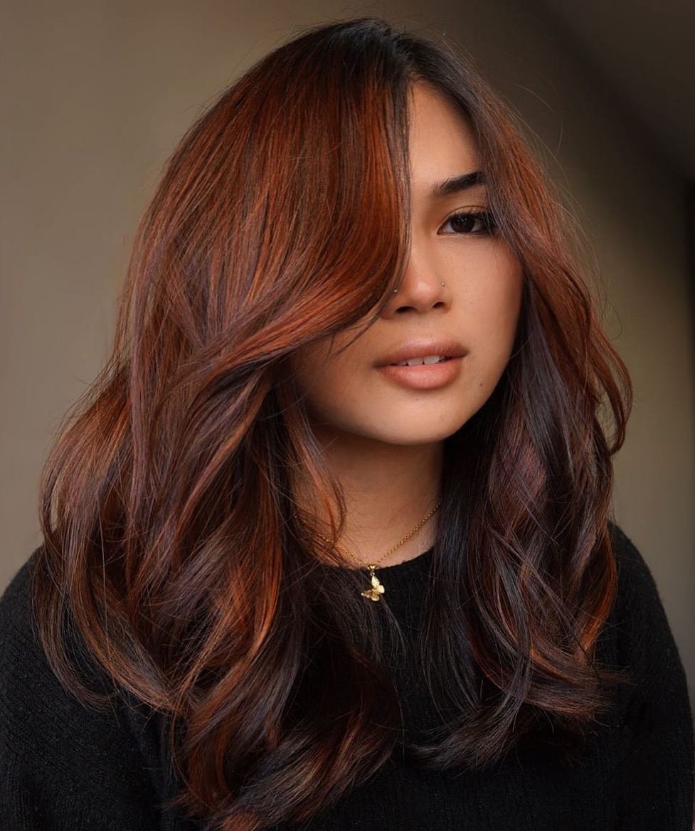 Two-Tone Deep Auburn Hair Color