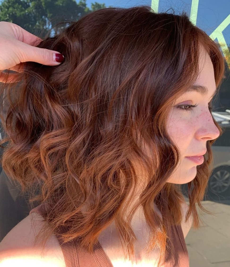 Wavy Auburn Bob Cut