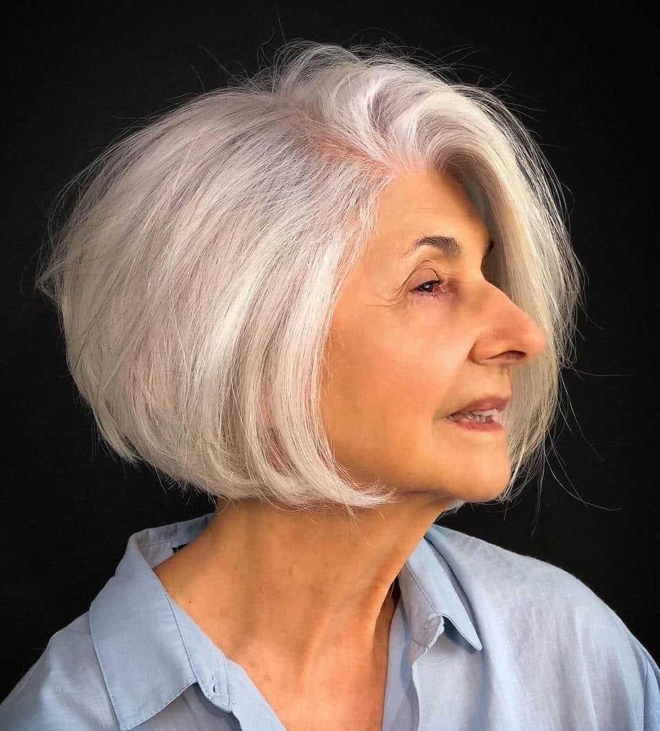 White Bob with Swept-Over Look