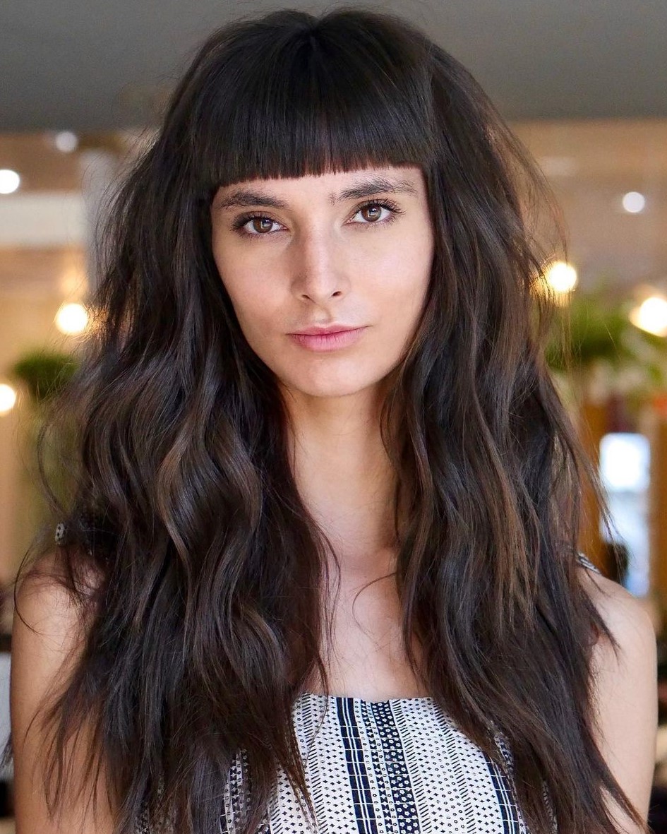 Blunt Fringe and Tousled Waves Combo