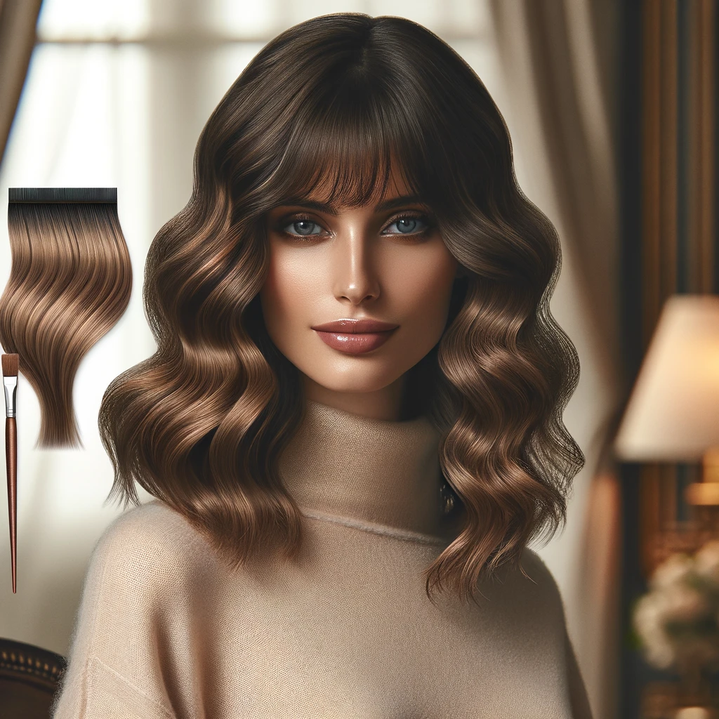 Layered Waves with Curtain Bangs