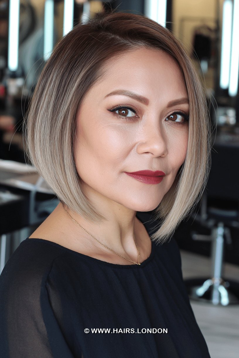 Cool Sandy Blonde Angled Bob Hair