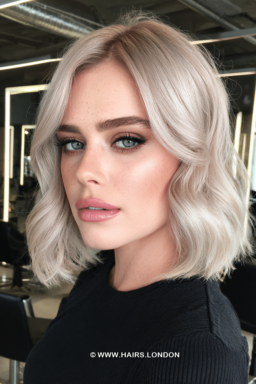 Icy Pearl Blonde Lob Hair