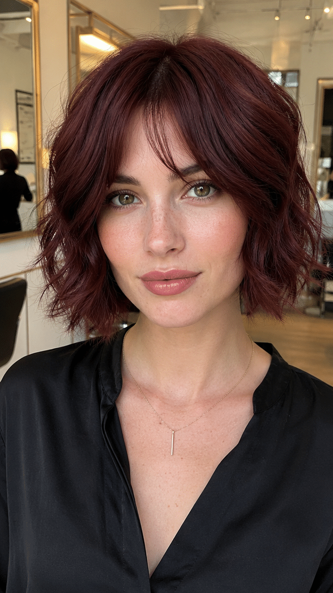 Mulled Wine Burgundy Lob Hair