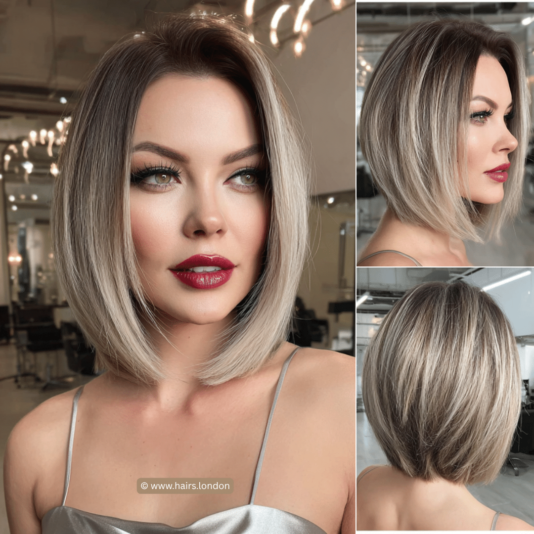 Smoky Beige Blonde Bob Hair