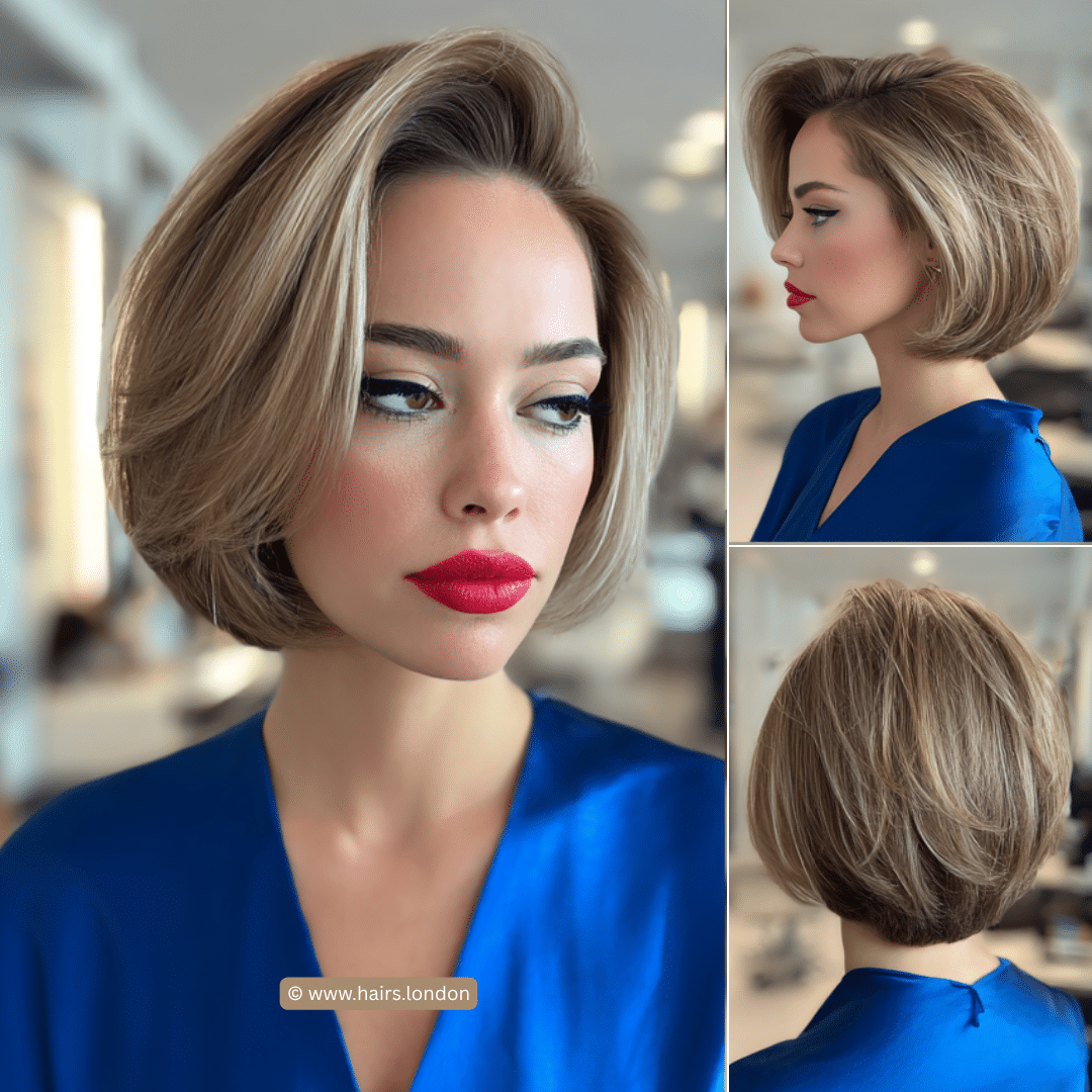 Beige Blonde Butterfly Bob Hair