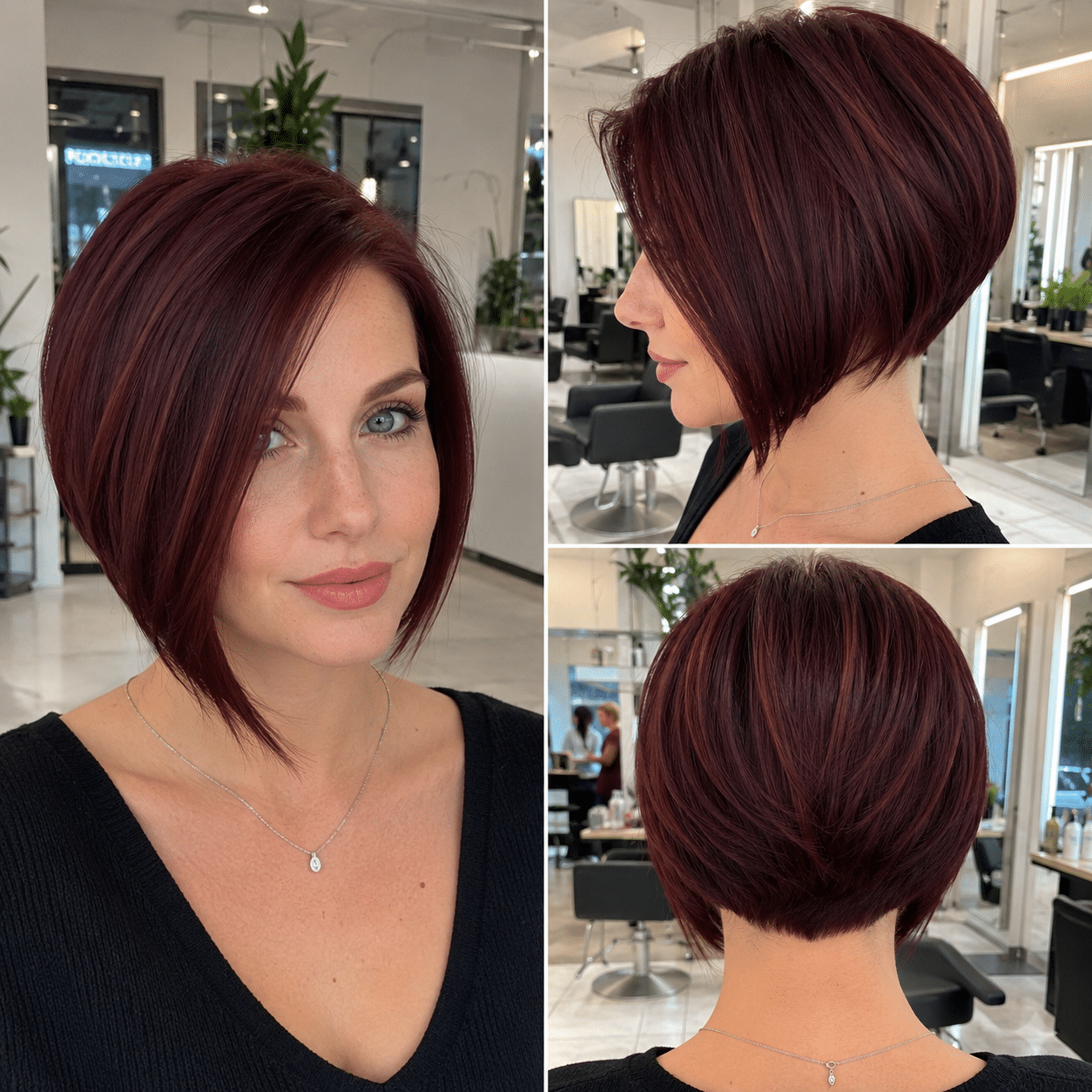 Dark Mulberry Burgundy Bob Hair