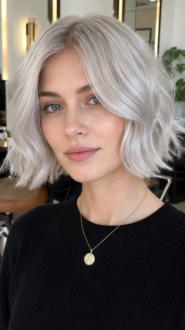 34 Gorgeous Textured Lob Haircuts You Need to Try Icy Pearl Blonde Hair