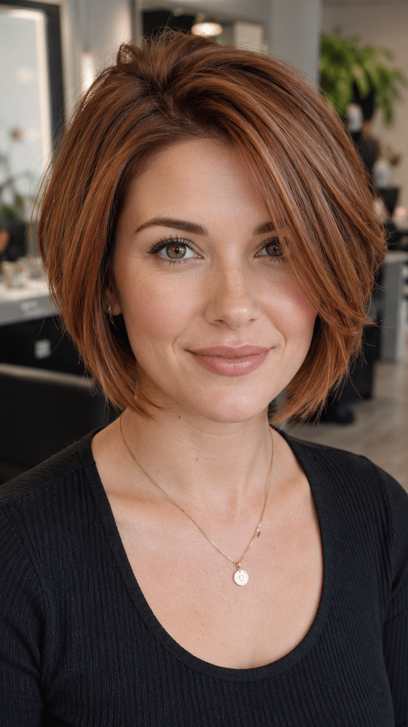 Cinnamon Copper Butterfly Bob Hair