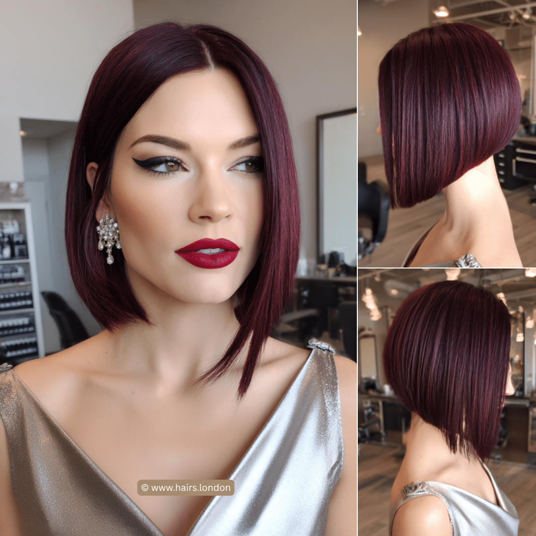 Deep Burgundy Sleek Bob Hair