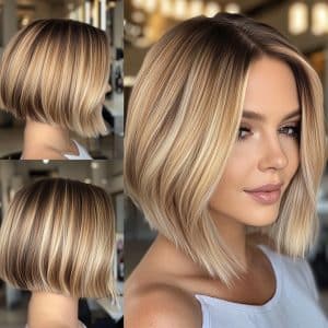 Beige Blonde Balayage Bob Hair