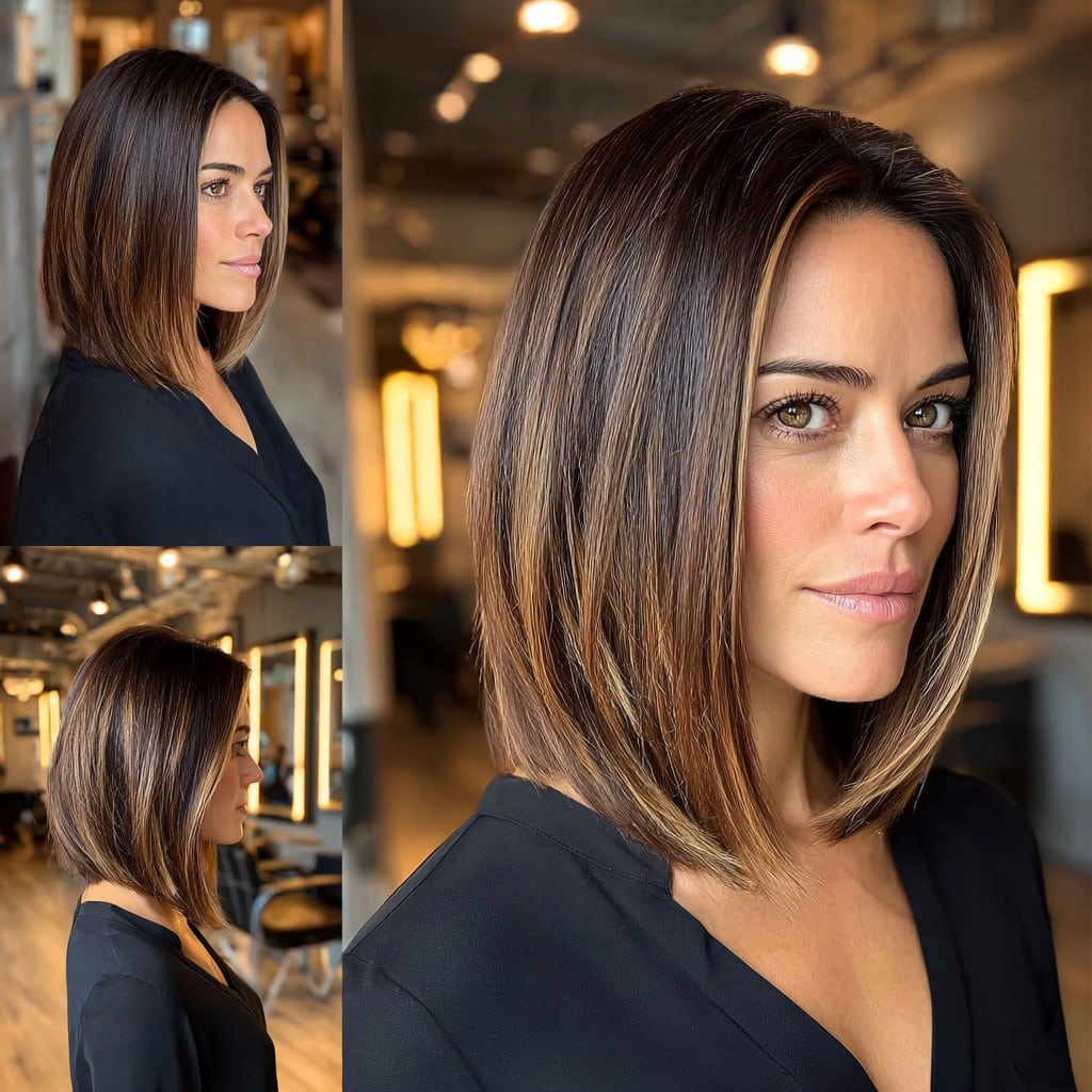 Espresso Brown Textured Lob Hair