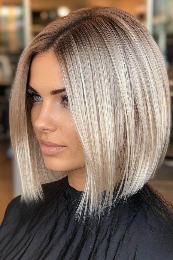 Icy Blonde Precision Bob