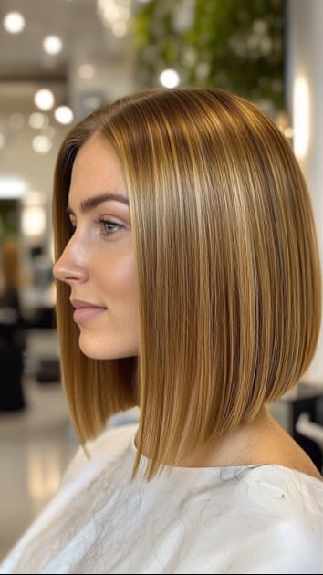 Sleek Golden Blonde Bob Hair