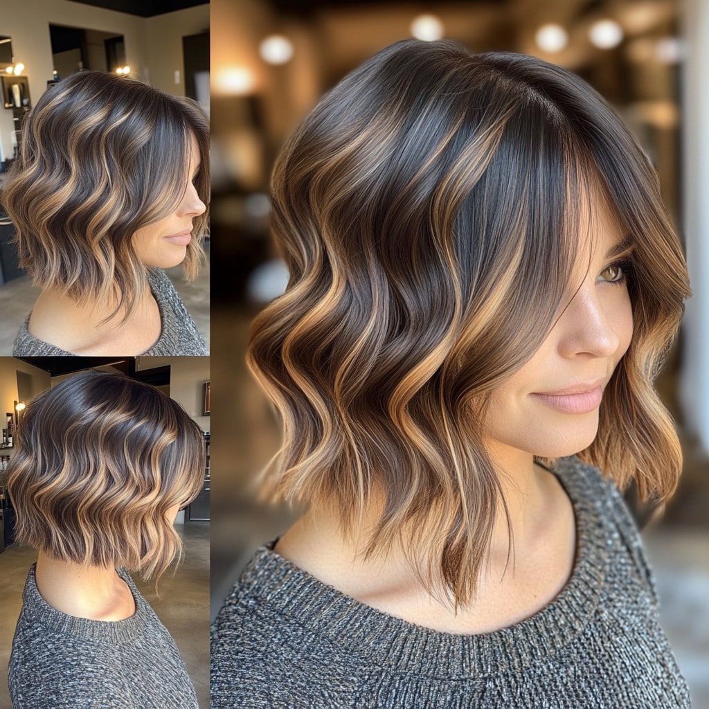 Smoky Brunette with Golden Highlights Hair