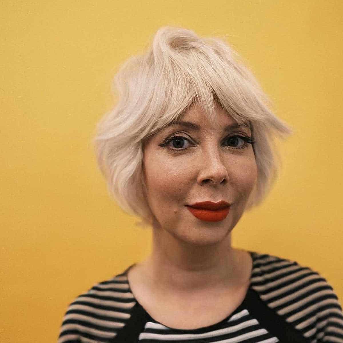 Platinum Blonde Short Shaggy Bob