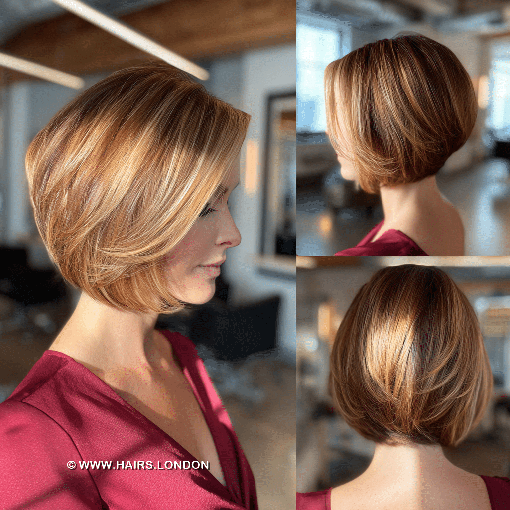 Golden Honey Layered Bob Hair