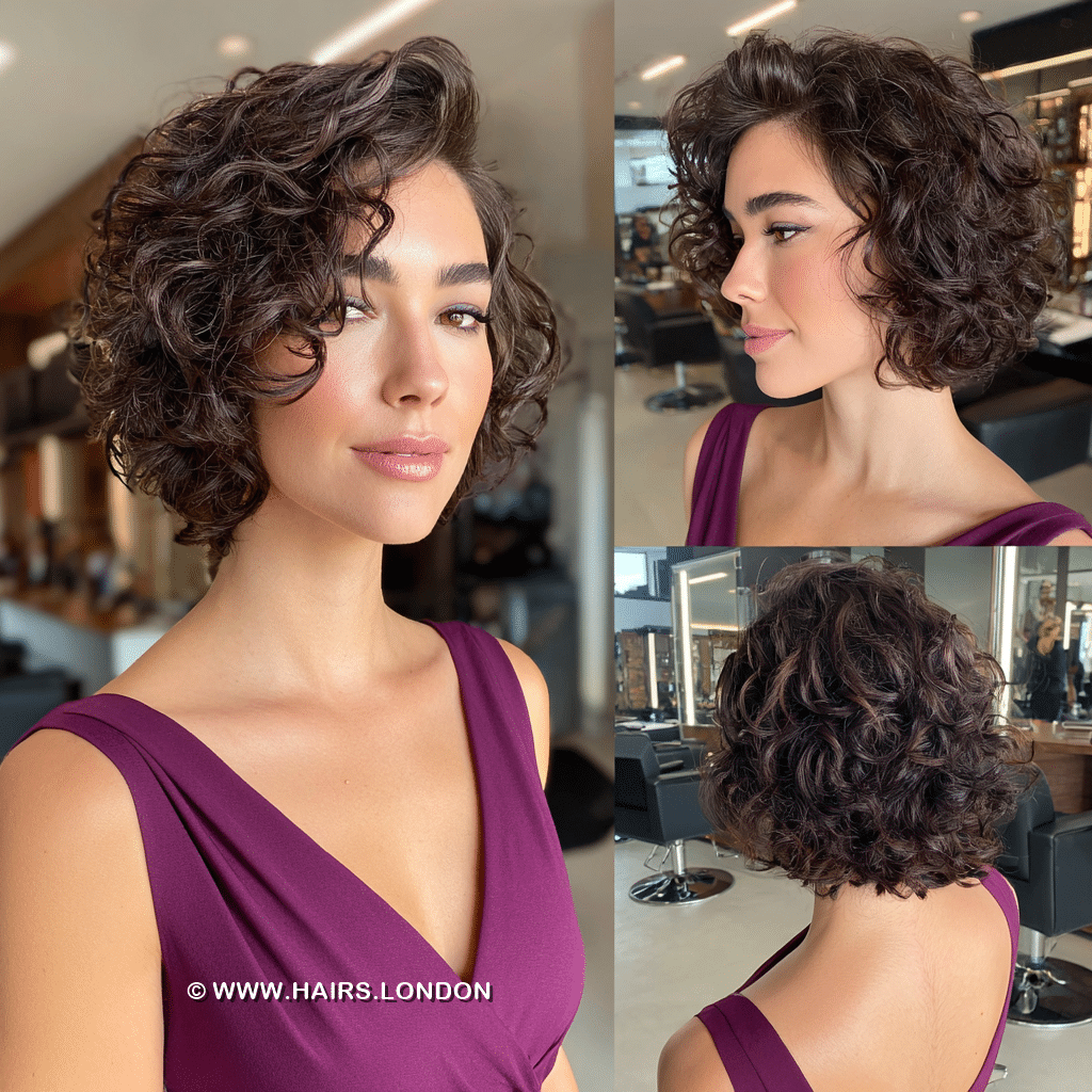 Rich Chocolate Brown Curly Bob Hair