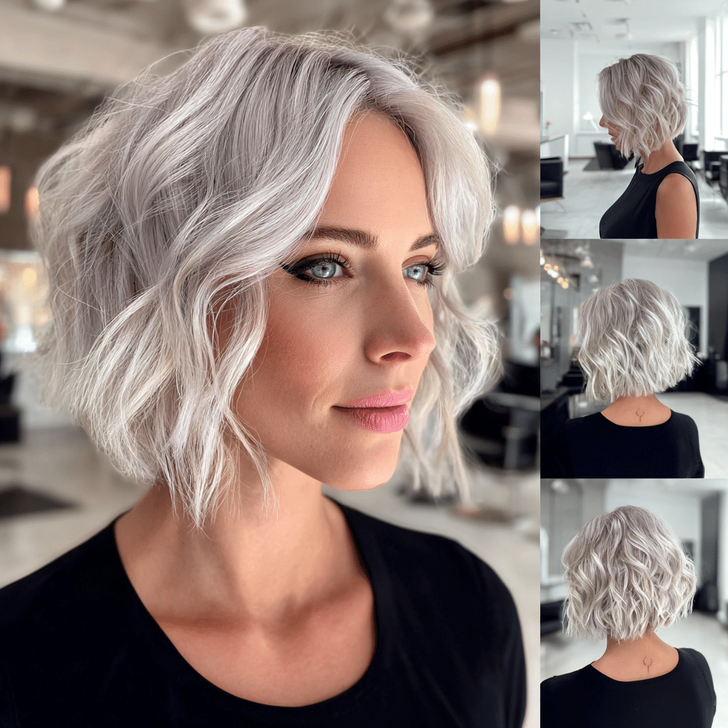 Icy Silver Platinum Bob Hair
