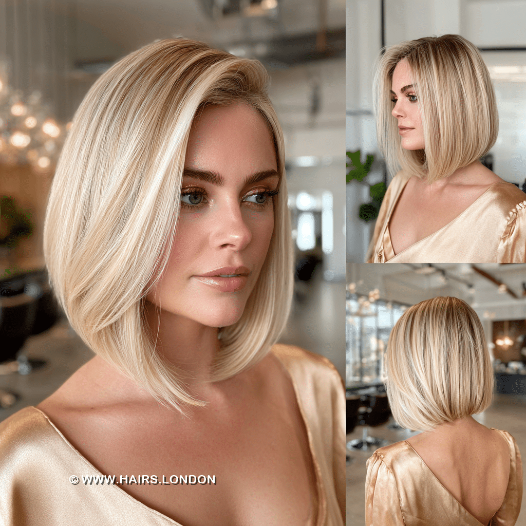 Champagne Blonde Lob Hair