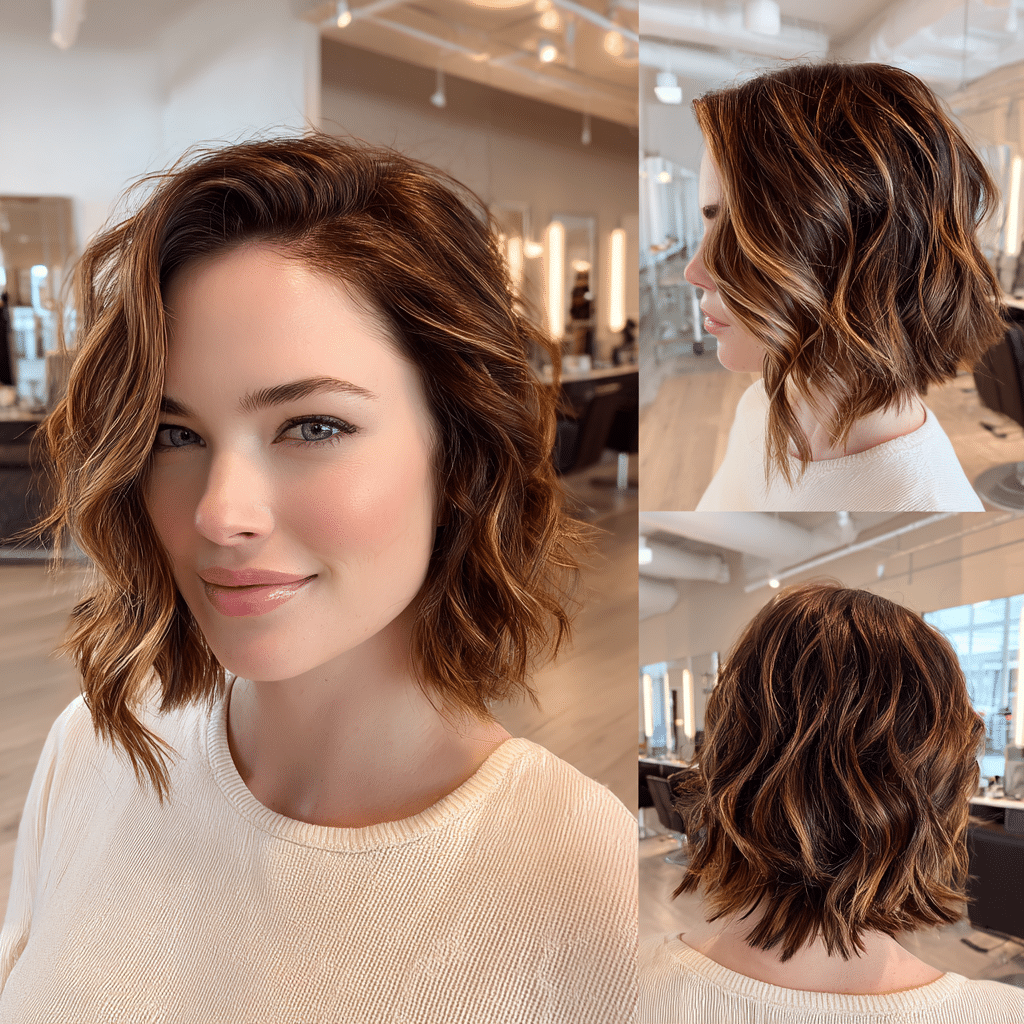 Warm Caramel Highlighted Brunette Hair