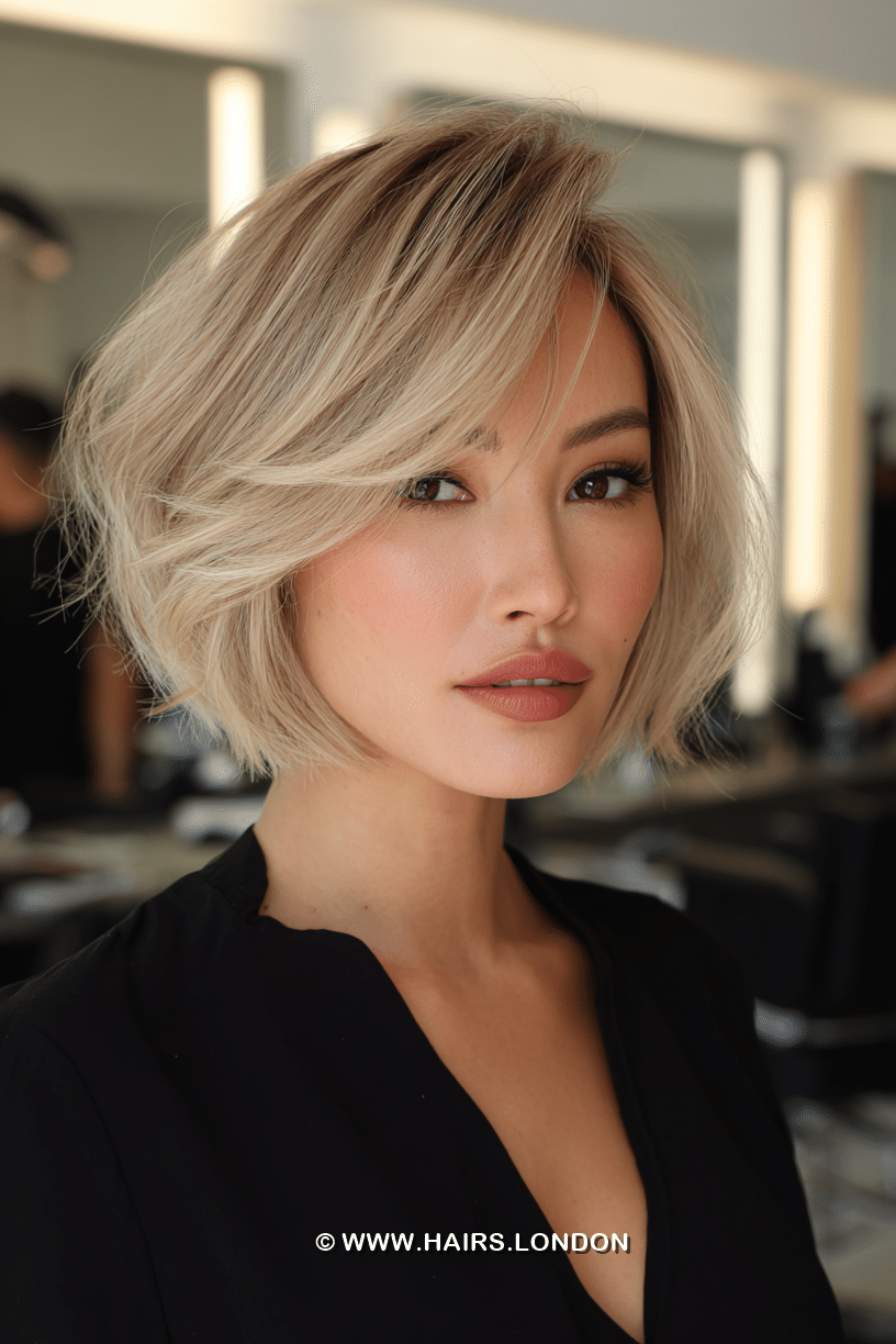 Soft Champagne Blonde Bob Hair