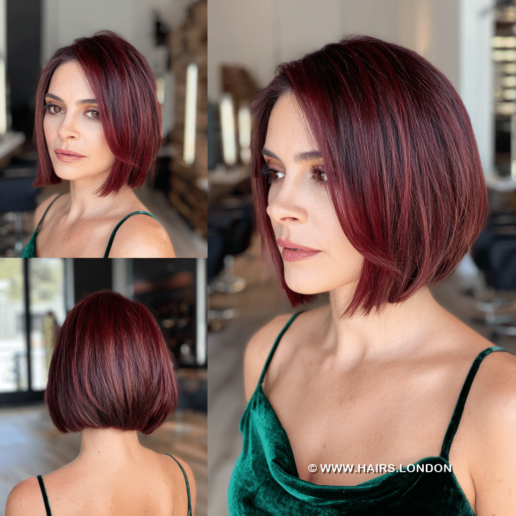 Deep Ruby Red Bob Hair