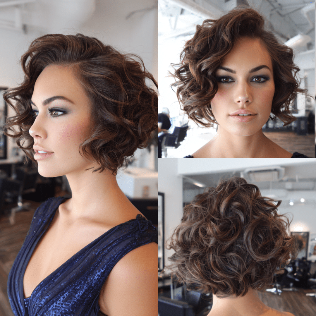 Warm Mocha Brown Curly Bob Hair
