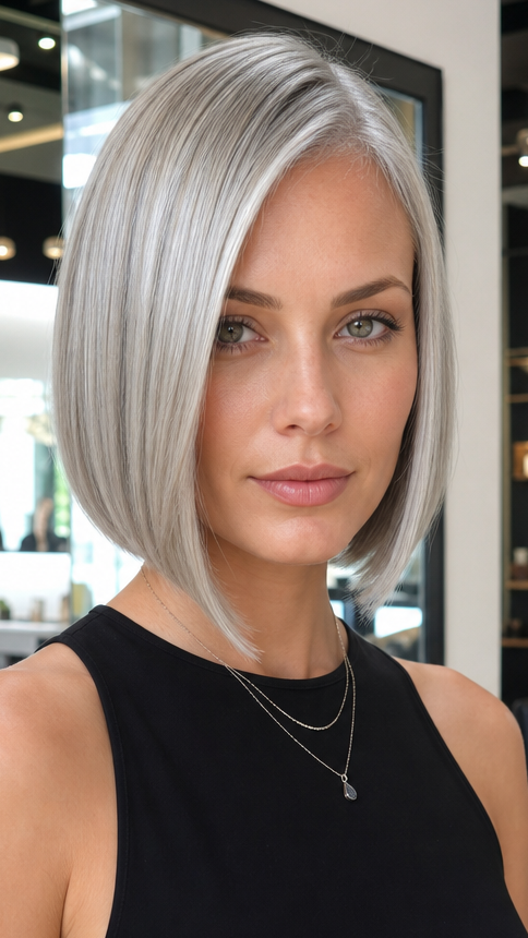 33 Trendsetting Long Blunt Bobs for a Chic, Modern Lob Silver Ice Blonde Hair