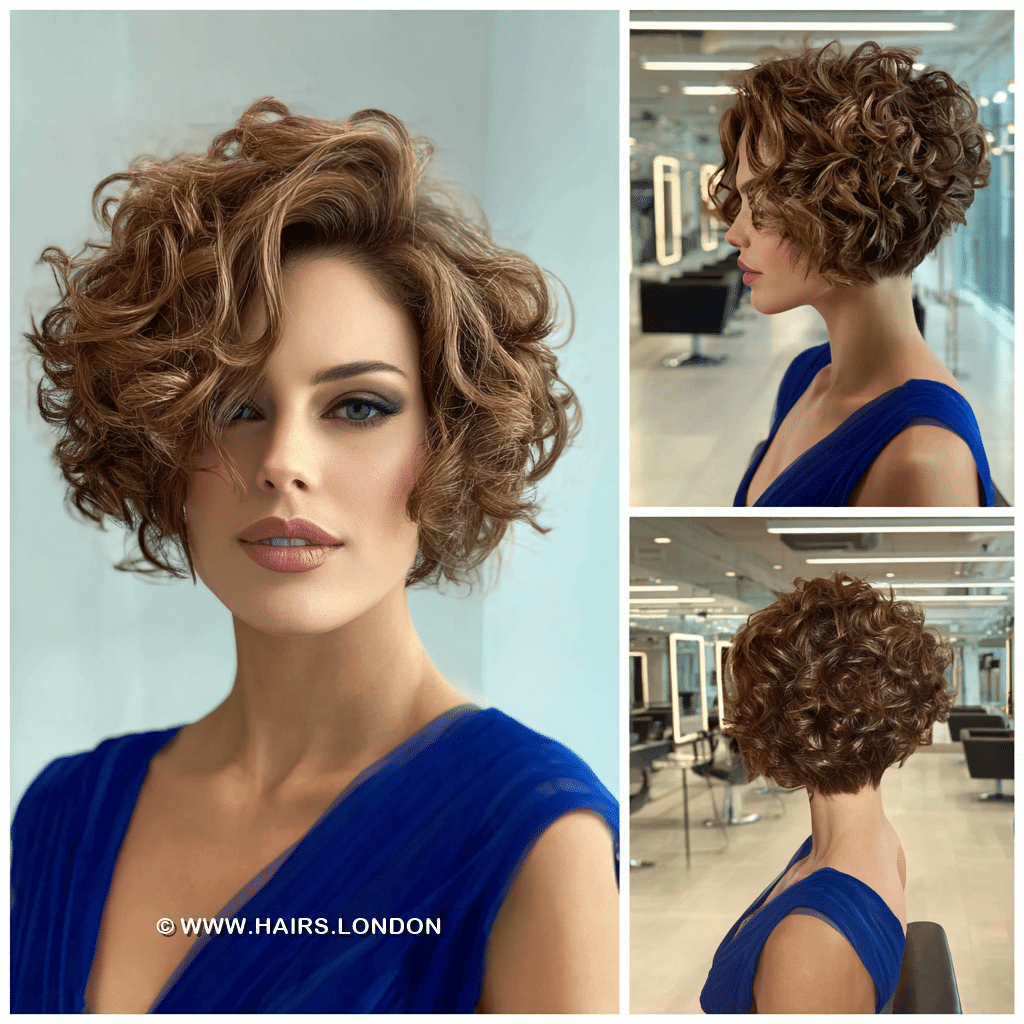 Honey Caramel Curly Bob Hair